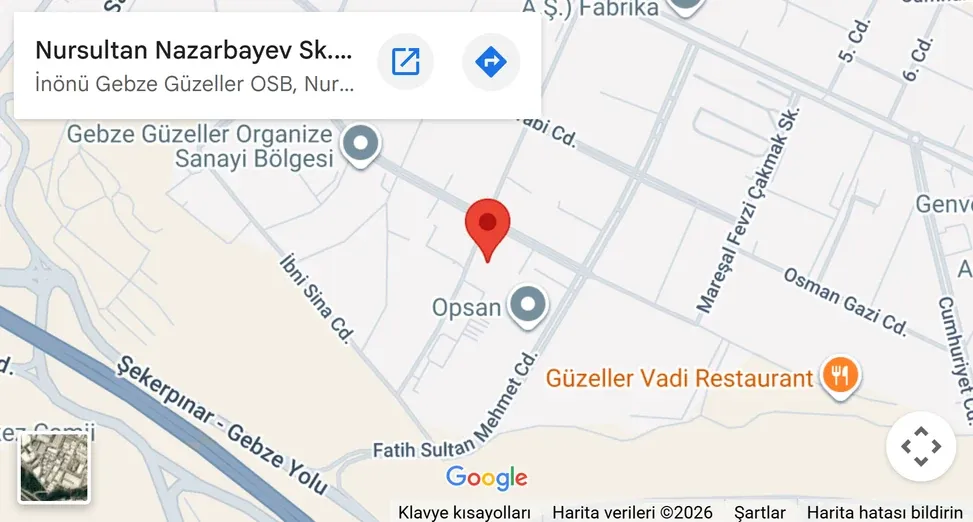 Gebze fabrika konumu harita önizlemesi